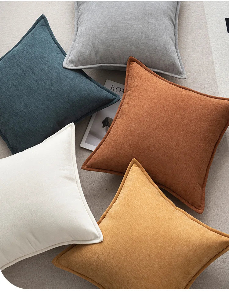Housse de Coussin Rétro en Chenille Douce