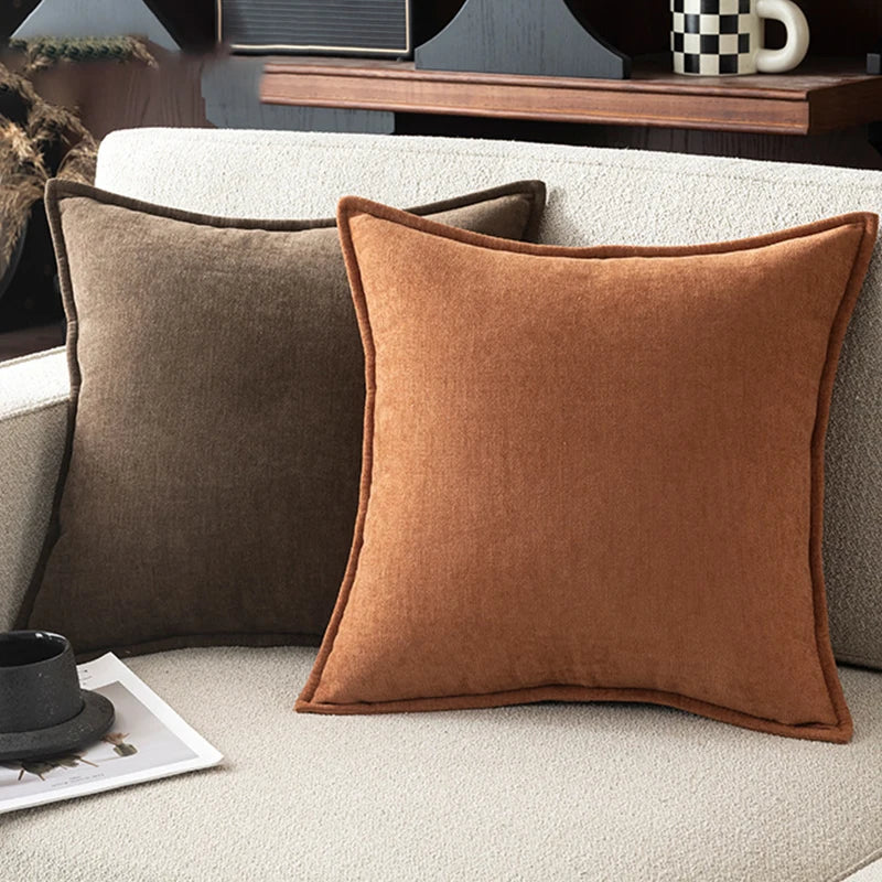Housse de Coussin Rétro en Chenille Douce