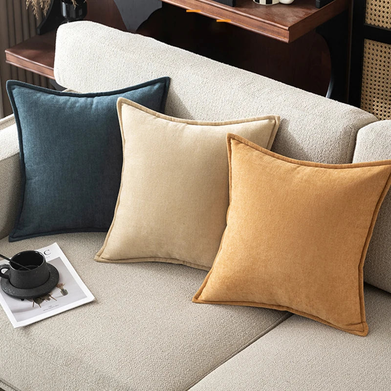 Housse de Coussin Rétro en Chenille Douce