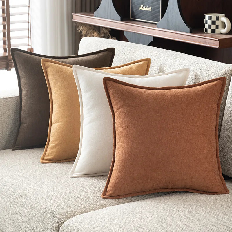 Housse de Coussin Rétro en Chenille Douce